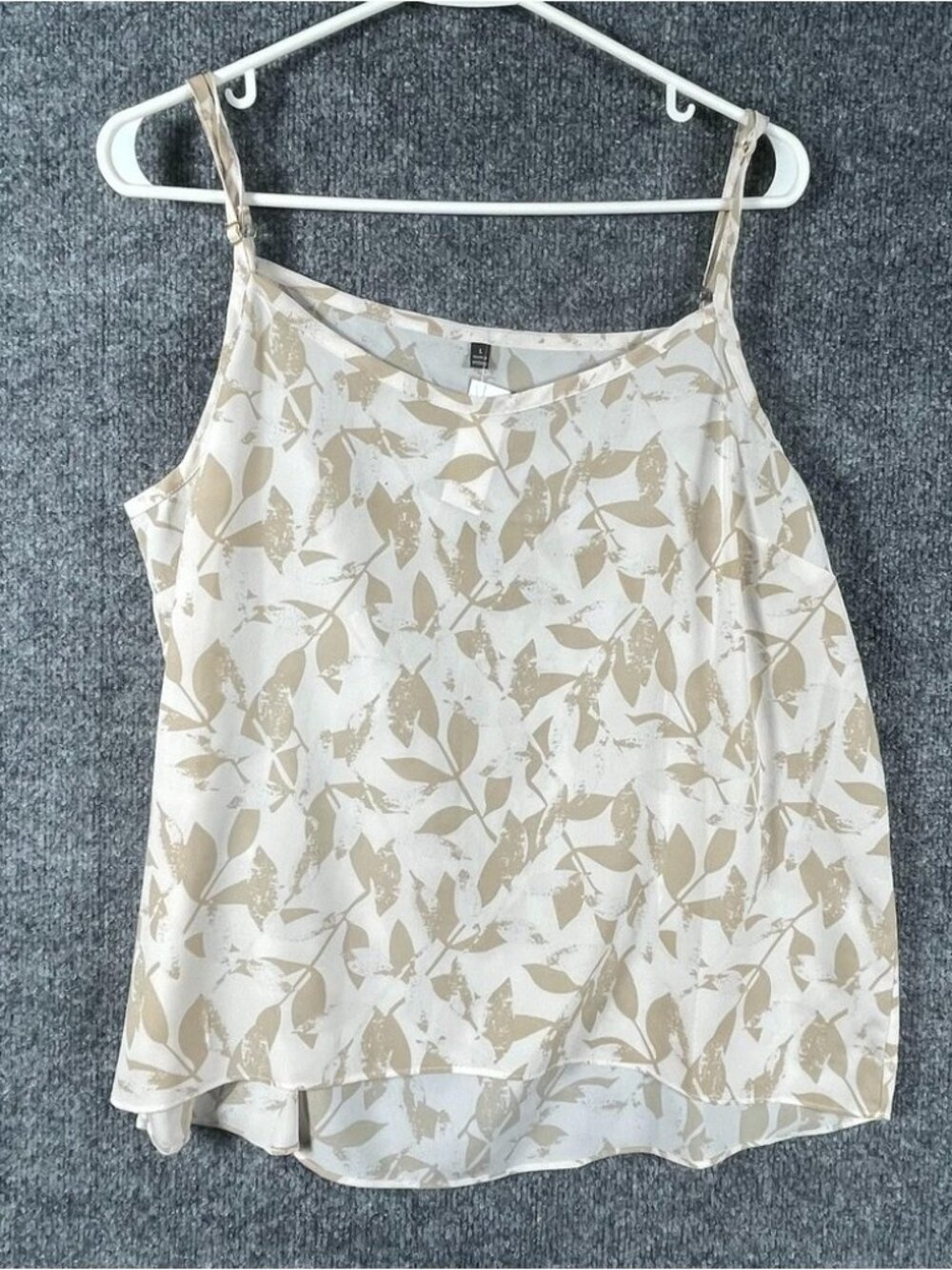 Womens Large Beige Sheer 2 Piece Blouse Lightweight Oversized Flow Tank - Picture 2 of 3